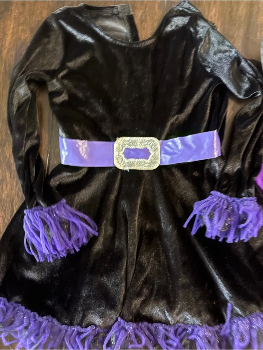 Girls Black and Purple Witch Halloween Costume 3 Piece Set - Picture 2 of 7